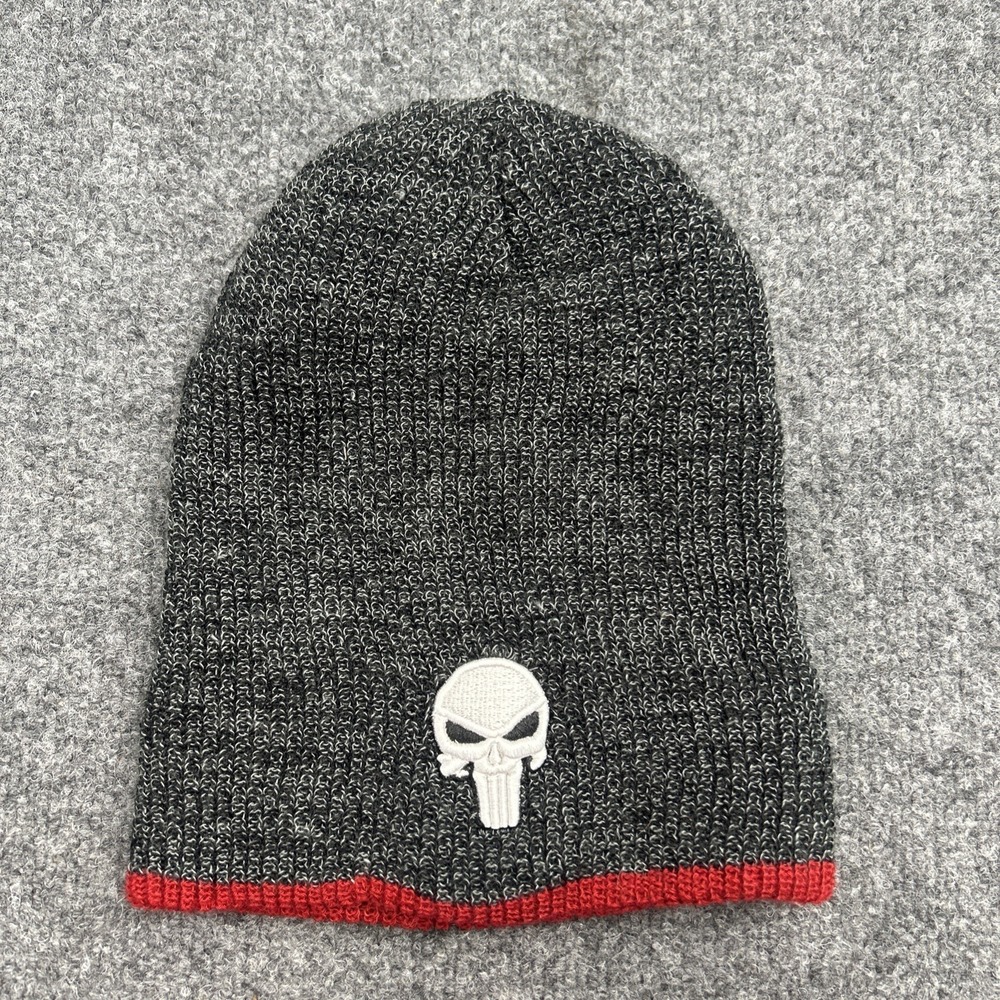 Marvel Daredevil Punisher Reversible Beanie Hat Grey Red Loot Crate Exclusive